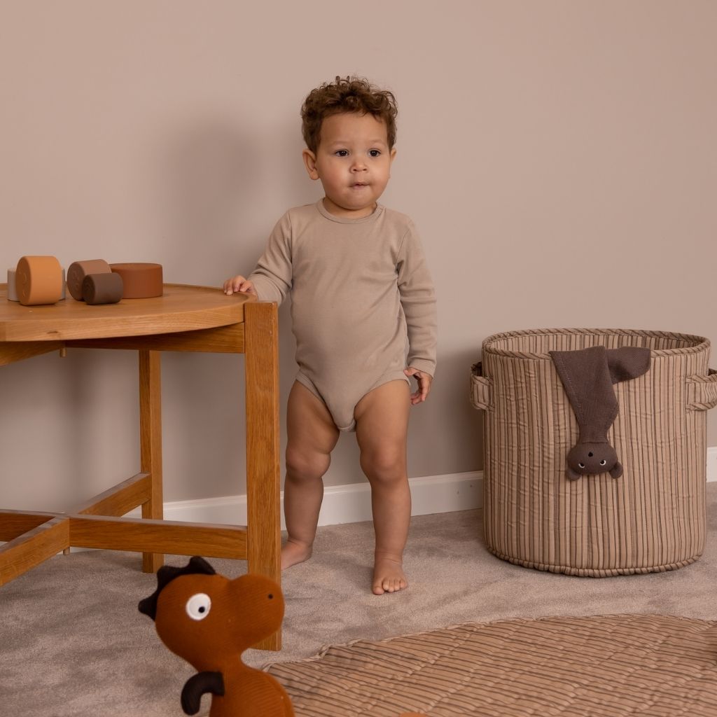nuuroo Hunter kviltet opbevaringskurv - medium Lagen Cream stripe