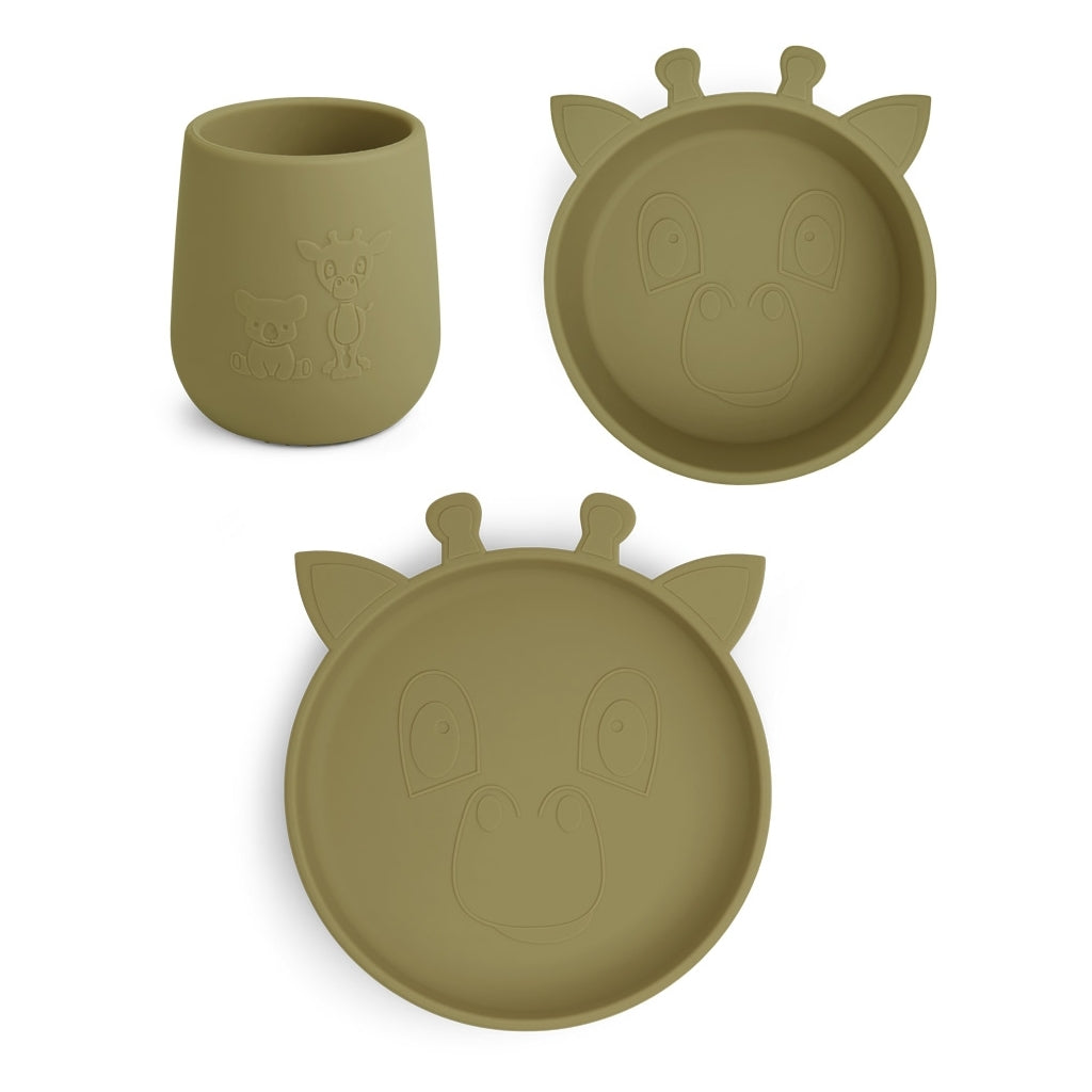 nuuroo Judi silikone servicesæt - 3 stk. Spisesæt Olive green