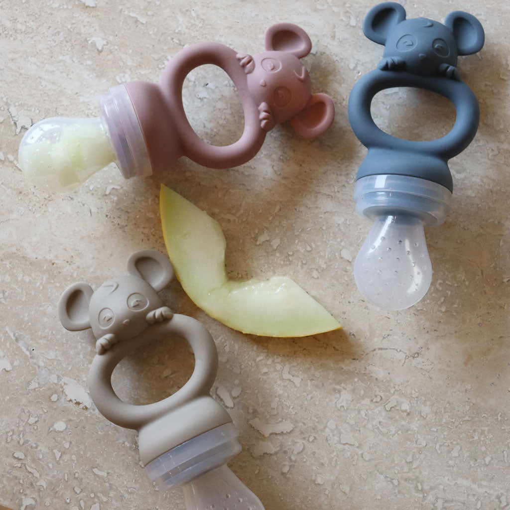 nuuroo Lauge silikone frugtsut 2-pak Fruit pacifier Bering Sea / Cobblestone
