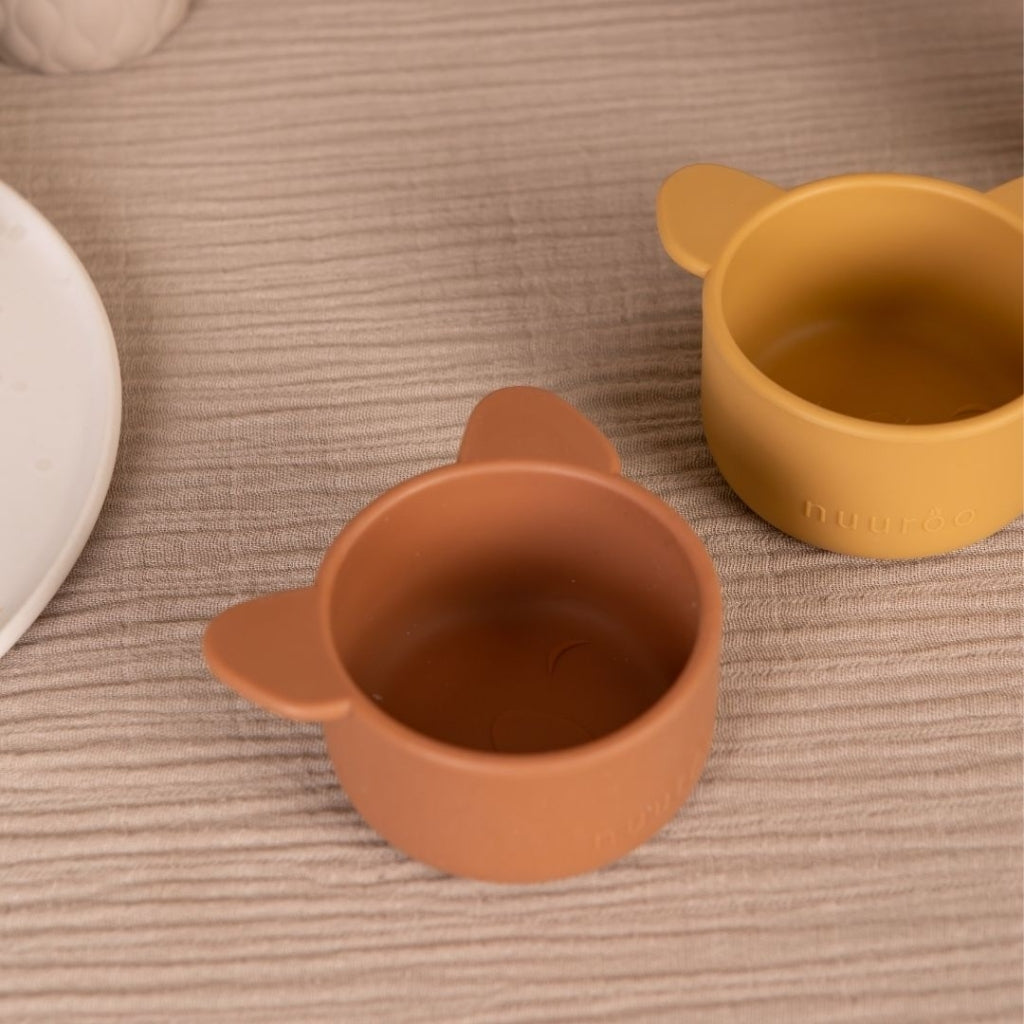 nuuroo Rosa silikone snackskål - 2 stk. Snackskål Olive green / Dusty yellow