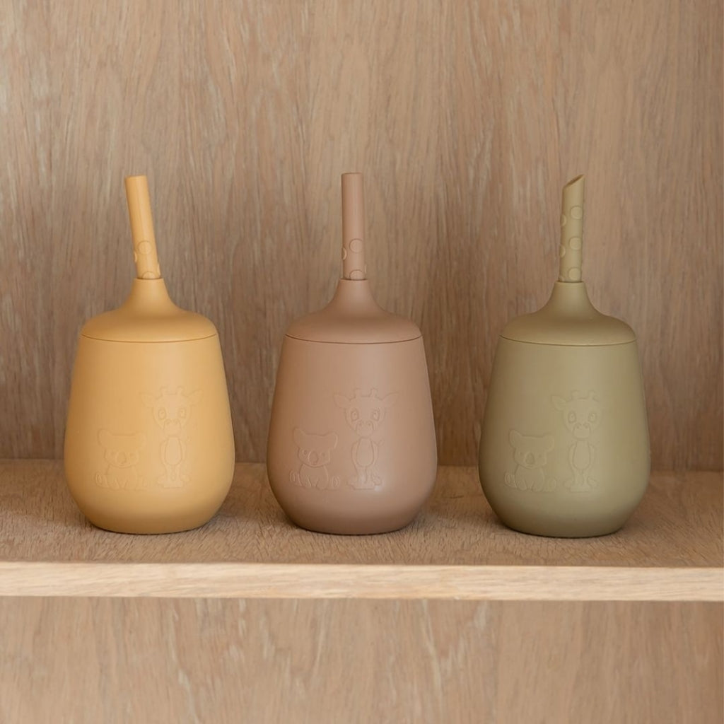 nuuroo Adita silikone kop med sugerør Kop Olive green