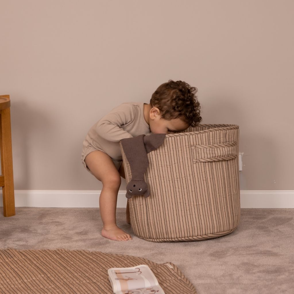 nuuroo Hunter kviltet opbevaringskurv - medium Lagen Cream stripe