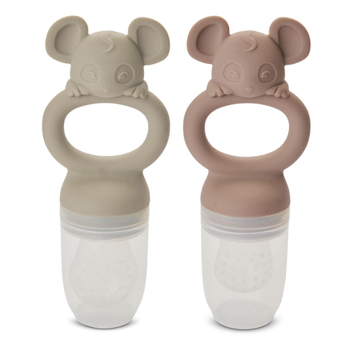 nuuroo Lauge silikone frugtsut 2-pak Fruit pacifier Woodrose /cobblestone