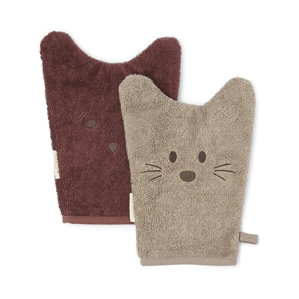 nuuroo Agnes vaskeklude - 2 stk. Face cloth Cobblestone / Mahogany