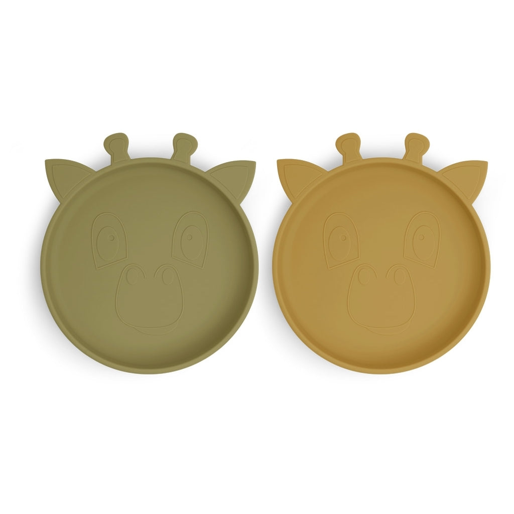 nuuroo Akila silikone tallerken 2-pak Tallerken Olive green / Dusty yellow