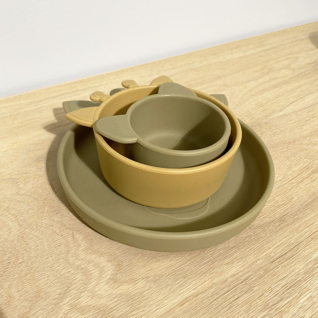 nuuroo Benni silikone servicesæt - 3 stk. Spisesæt Olive green