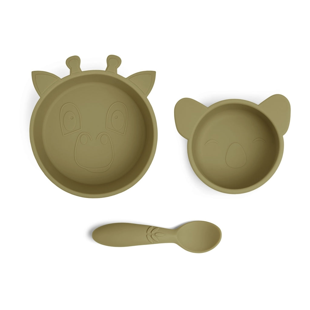 nuuroo Eddy silikone servicesæt - 3 stk. Spisesæt Olive green