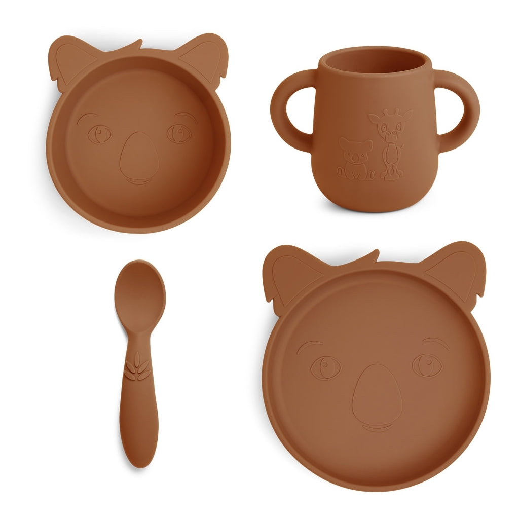nuuroo Lykke silikone servicesæt - 4 stk. Spisesæt Caramel Café