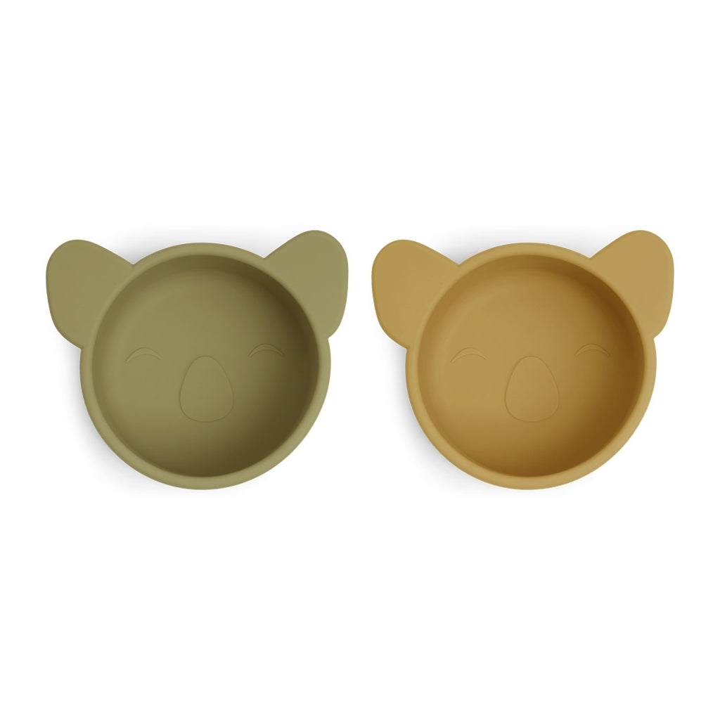 nuuroo Rosa silikone snackskål - 2 stk. Snackskål Olive green / Dusty yellow